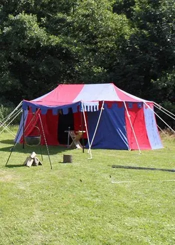 La Bottega di Merlino Cavaliere Borgogna 3x5 m tenda medievale rossa e blu