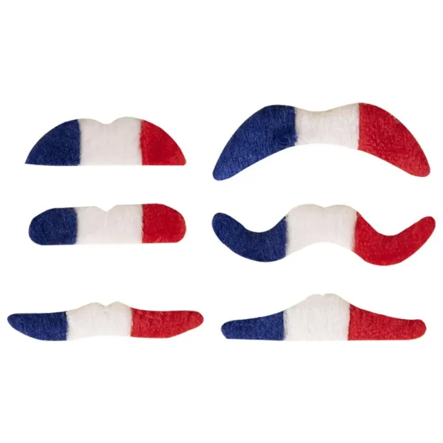 P'tit Clown 62530 baffi adesivi 6 pezzi blu bianco rosso