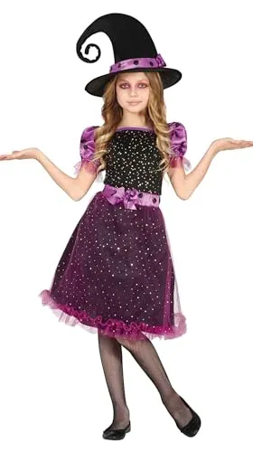 Fiestas Guirca Strega Cora costume bambina viola nero