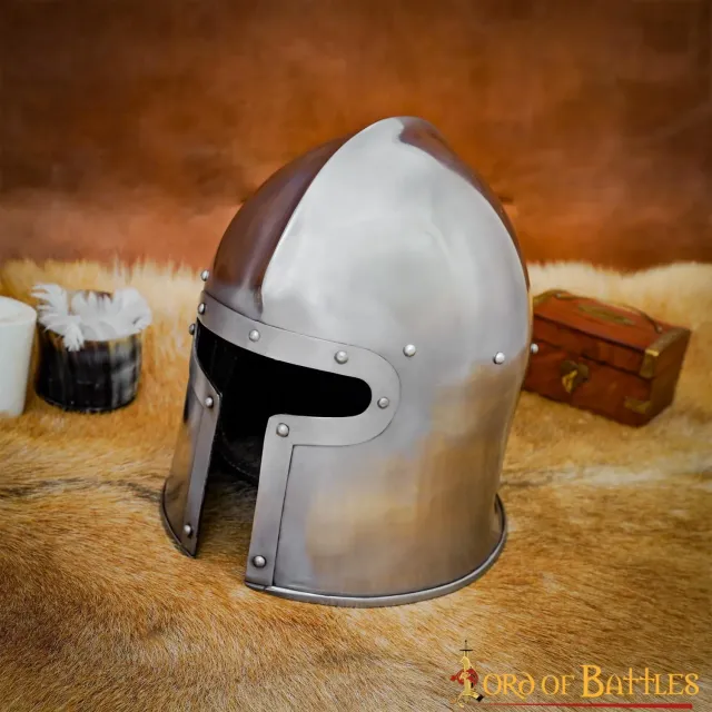 La Bottega di Merlino Barbuta italiana XV secolo elmo acciaio 68 cm