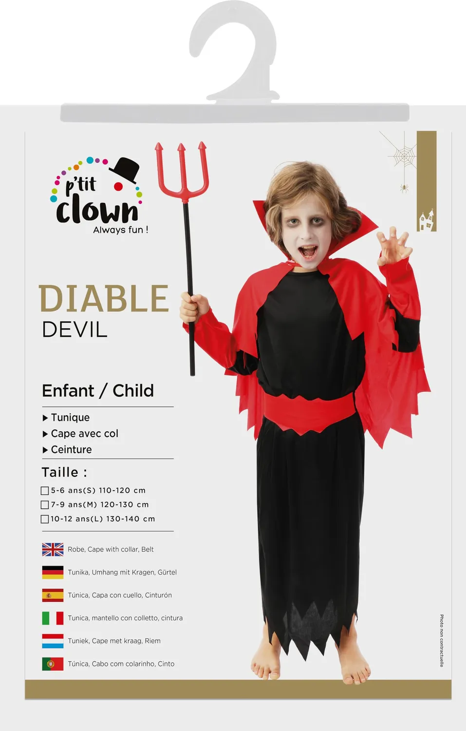 P'tit Clown costume diavoletto bambino rosso