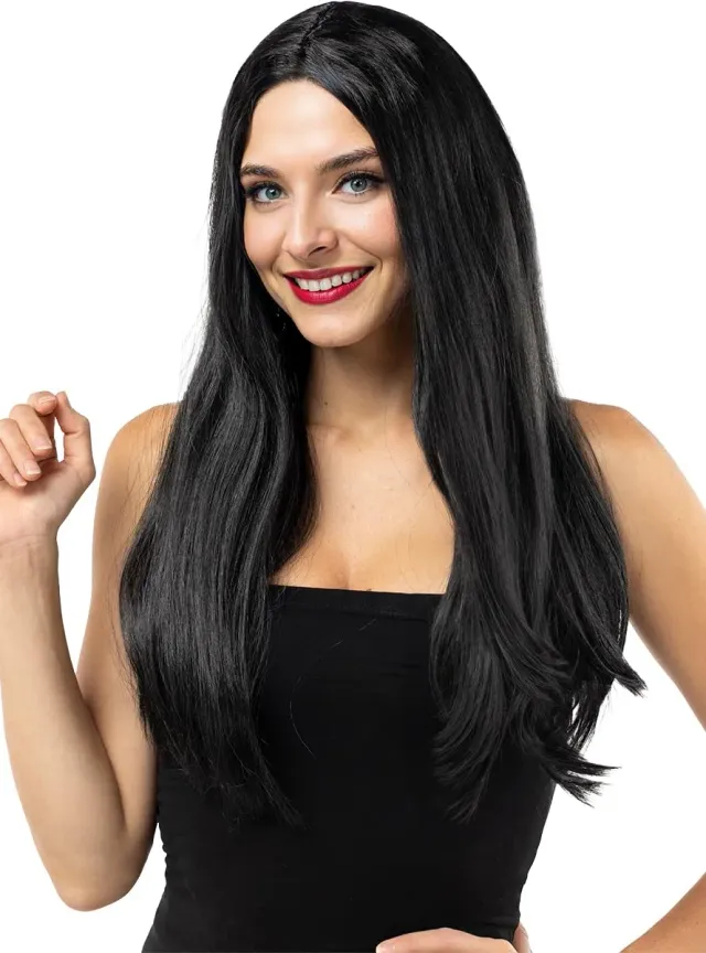 Funidelia Parrucca nera liscia donna strega Halloween
