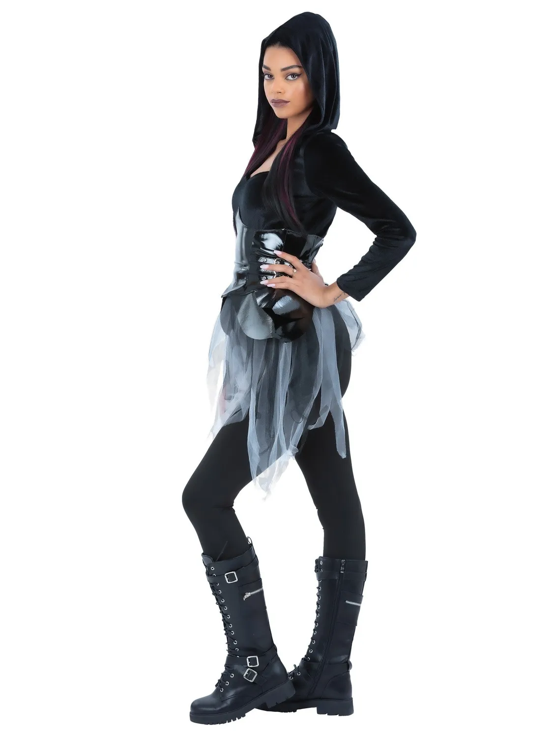 Smiffys Dark Warrior Costume Donna Nero Grigio