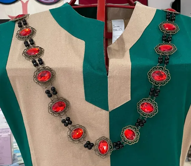 La Bottega di Merlino collana medievale ottone pietre rosse 110cm