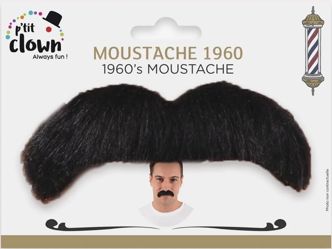 P'tit Clown Baffi Anni 60 Accessorio Nero Adesivi