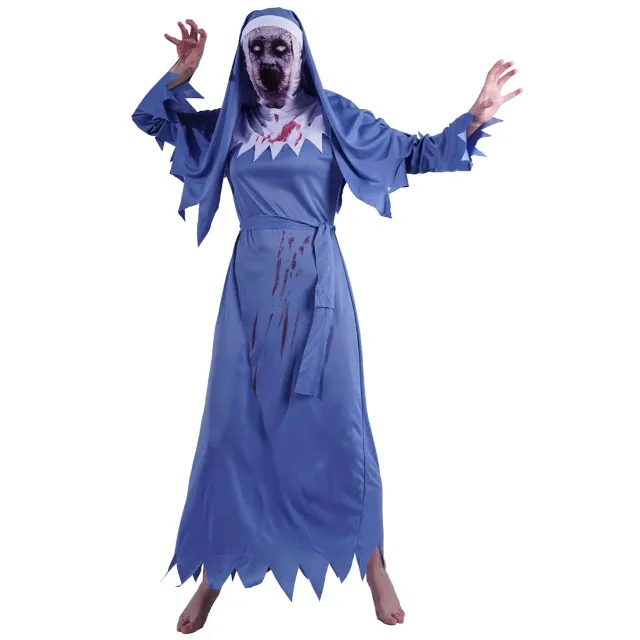 SEA HARE Suora Sanguinante Costume Donna Blu Horror Halloween