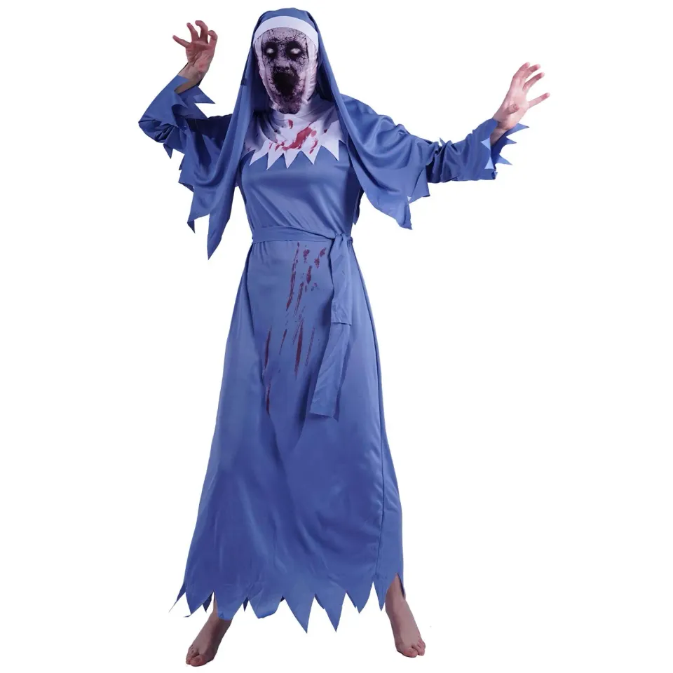 SEA HARE Suora Sanguinante Costume Donna Blu Horror Halloween