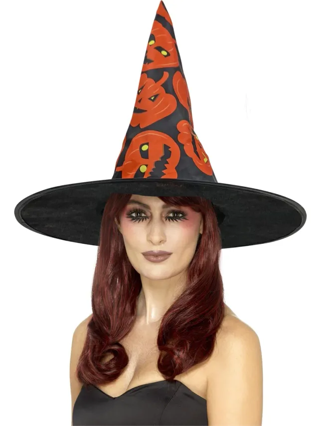 Smiffys Pumpkin Witch Hat cappello strega zucca arancione unico