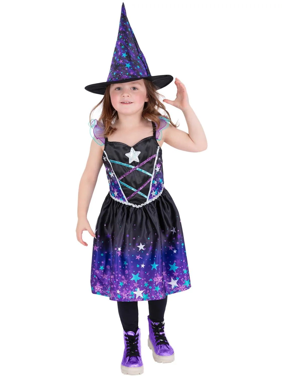 Smiffys Starry Night Witch costume strega bambina con cappello