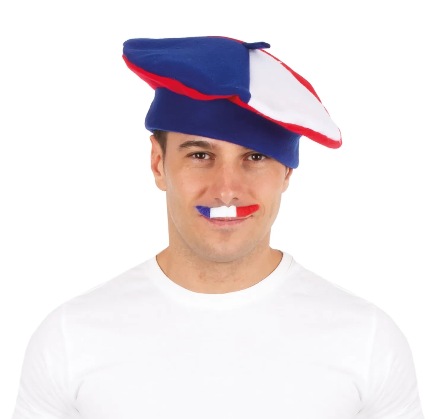 P'tit Clown 62530 baffi adesivi 6 pezzi blu bianco rosso