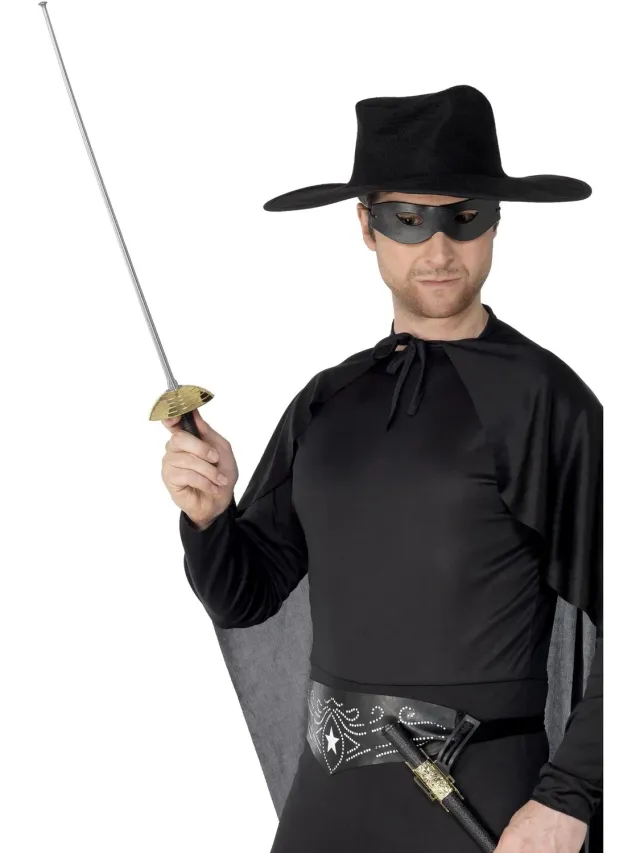 Smiffys Set Zorro Spada e Maschera Adulto Nero