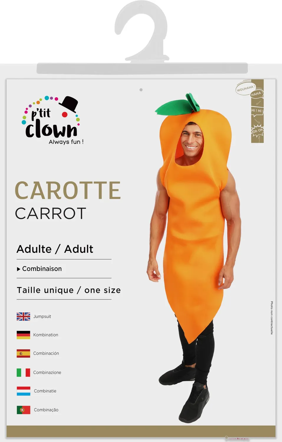 P'tit Clown Carota costume adulto taglia unica arancione