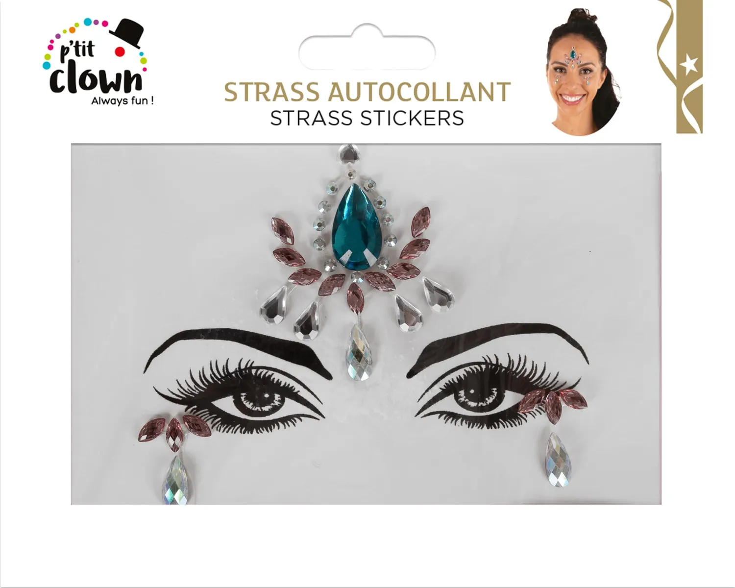 P'tit Clown IV strass adesivi viso modello casuale