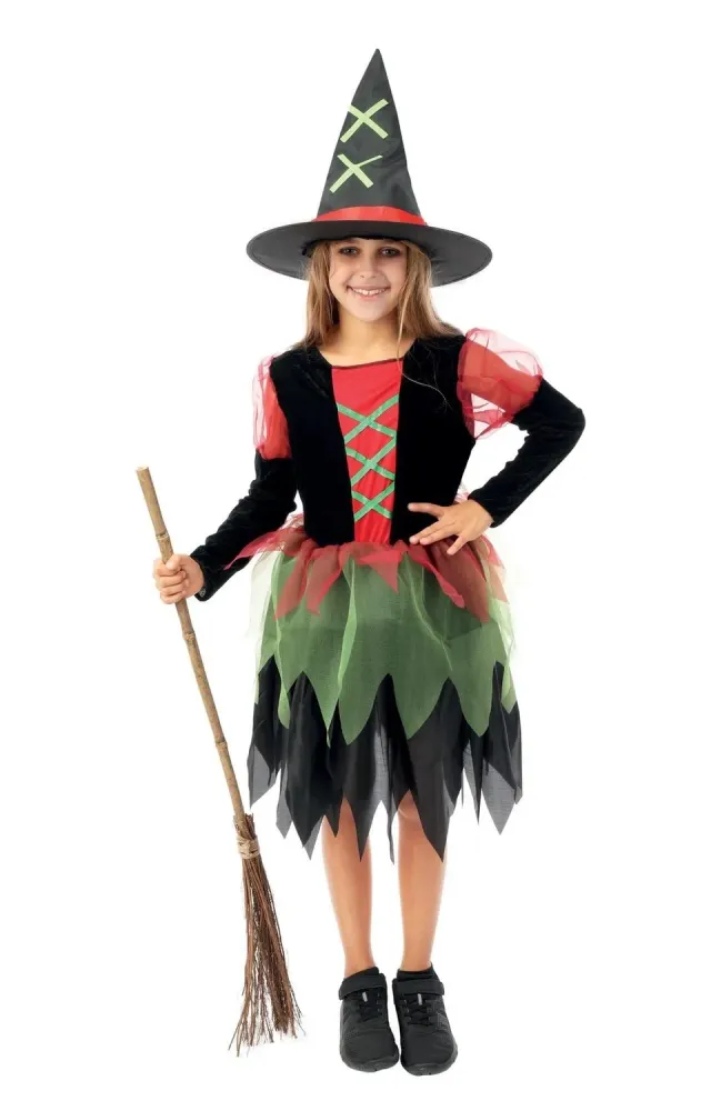 P'tit Clown Costume Fata Strega Bambina 5-6 Anni con Cappello