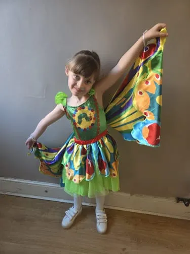 Smiffys Bruco Mai Sazio vestito farfalla bimba verde