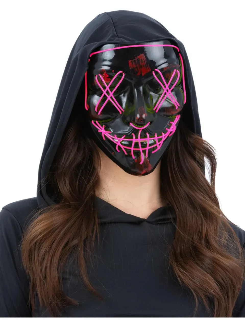 Smiffys Stitch Mask maschera led rosa luce horror