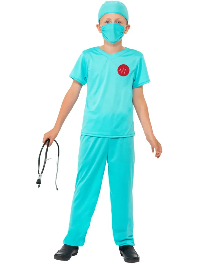 Smiffys Surgeon costume chirurgo bambino verde acqua 5 pezzi