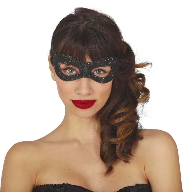 Guirca Mascherina Nera Stelle maschera occhi carnevale