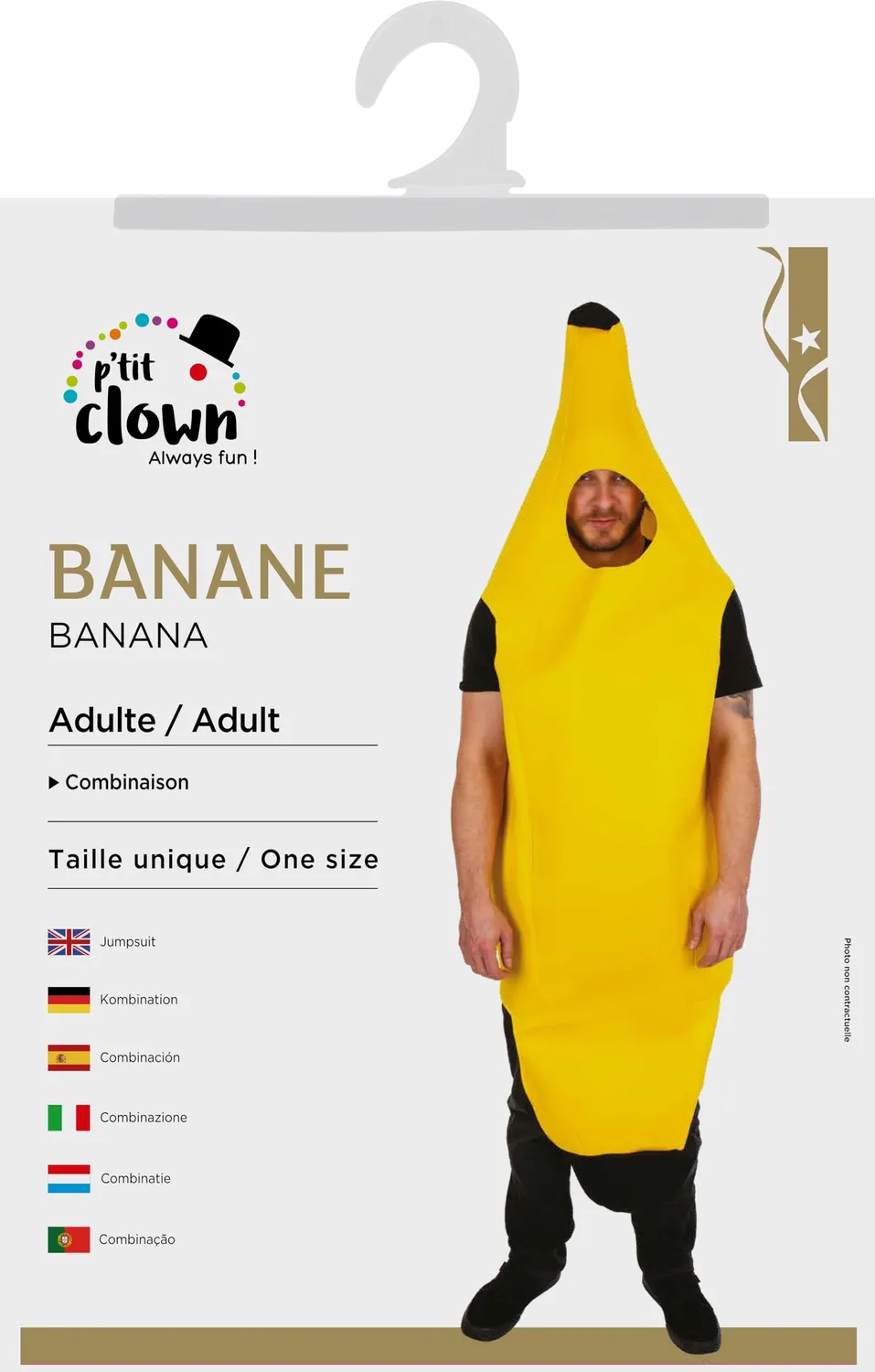 P'tit Clown Banana costume adulto taglia unica frutta