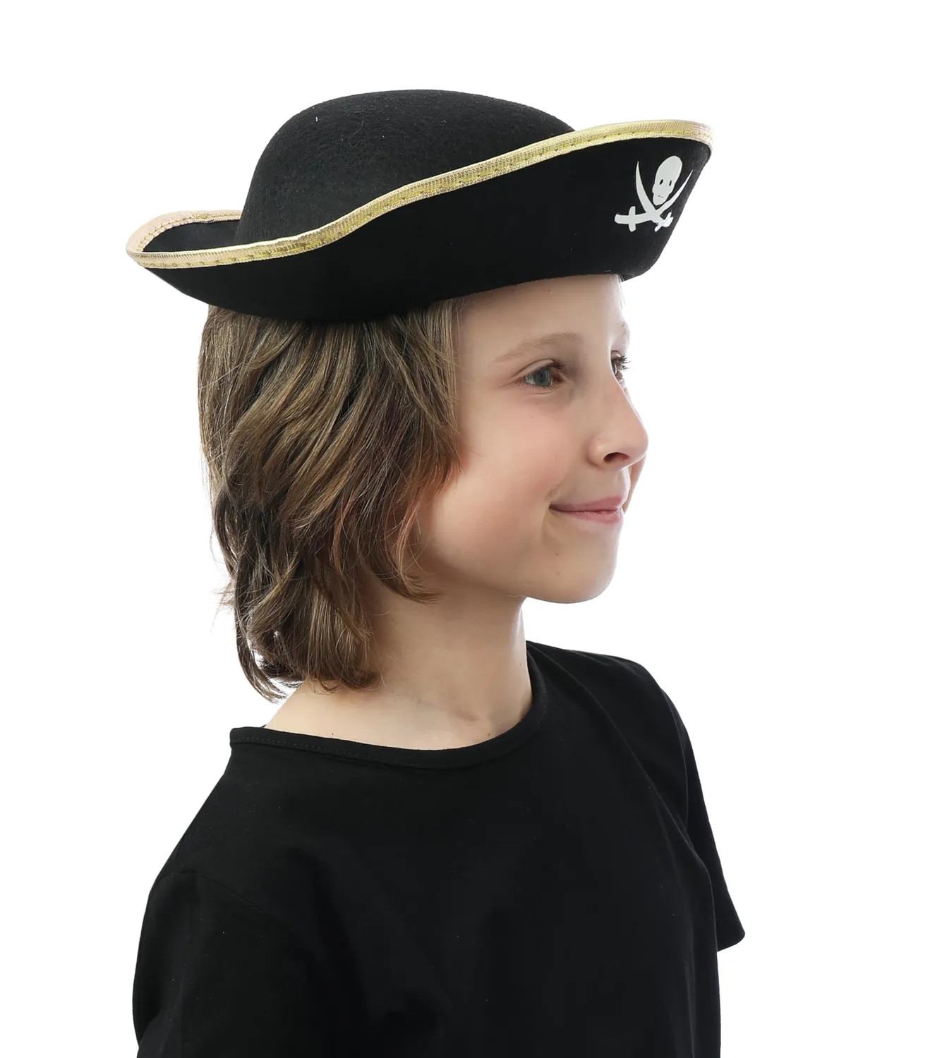 P'tit Clown Cappello pirata bambino nero nastro oro