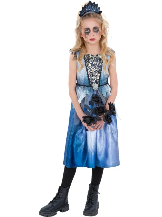 Smiffys Spirit Bride costume bambina blu con tiara