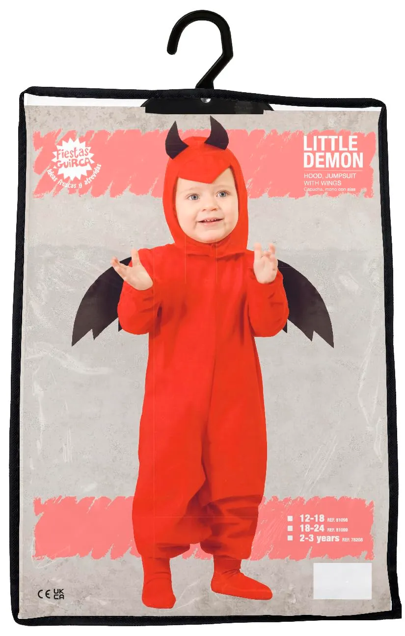 Guirca Costume Diavolo Bambino 18-24 Mesi Tuta Rossa Ali Nere
