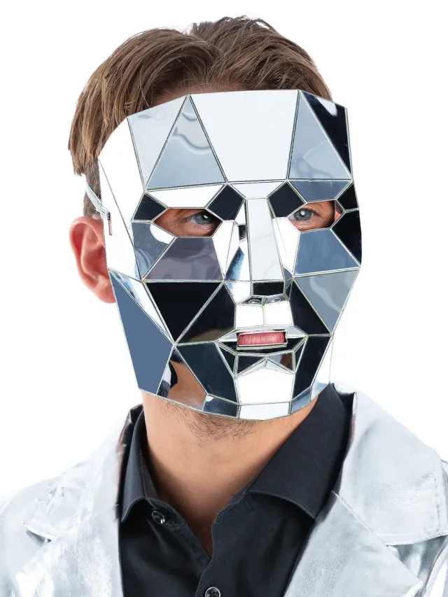 Smiffys AI Robot maschera adulto argento specchiata