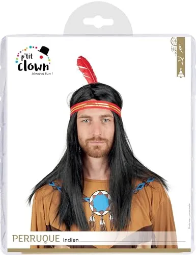 P'tit Clown Indiana parrucca carnevale nera trecce