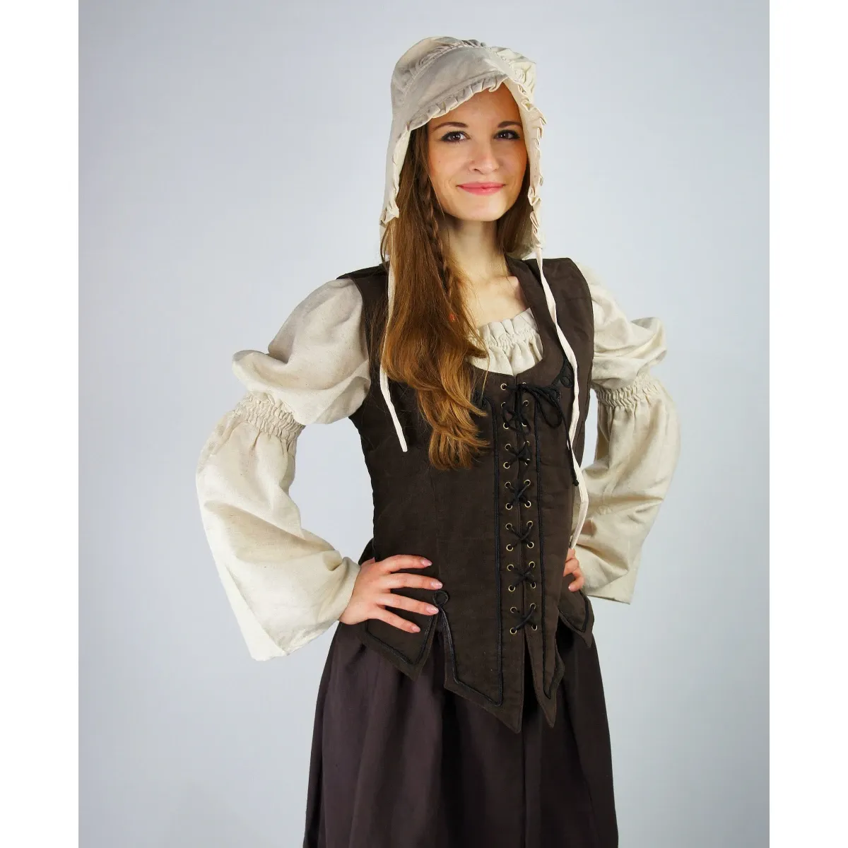 La Bottega di Merlino Odette gilet corpetto velluto marrone scuro