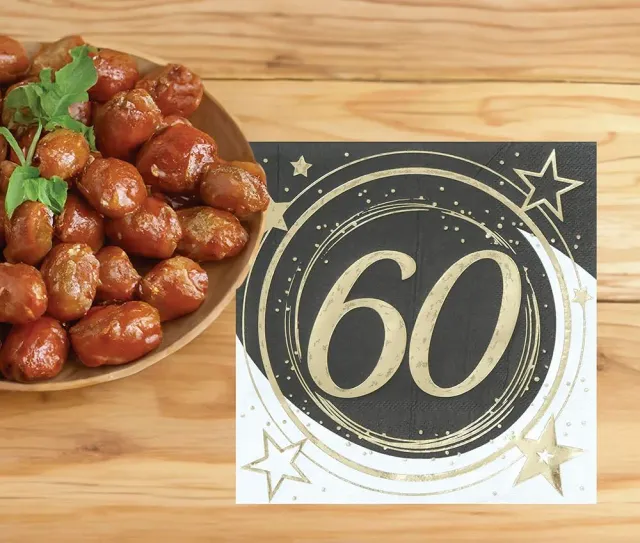 Guirca 60 Anni tovaglioli festa oro nero 12 pezzi
