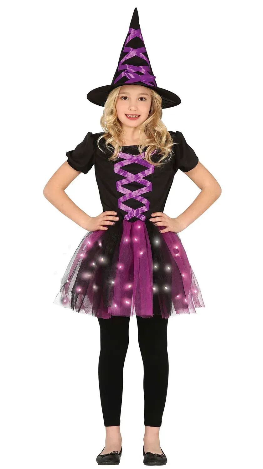 Guirca Streghetta LED Bambina costume 7-9 anni Halloween