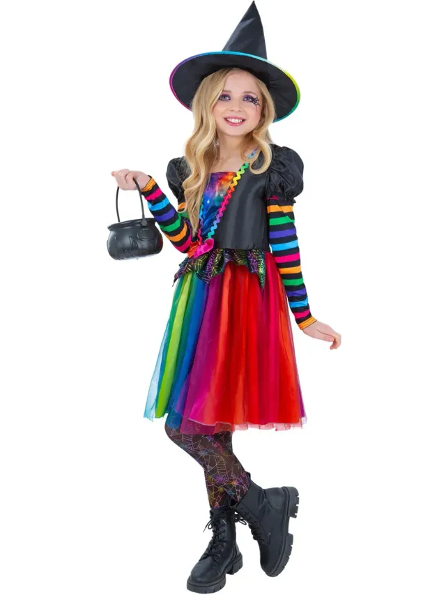 Smiffys Rainbow Witch Costume strega bambina 4-6 anni multicolore