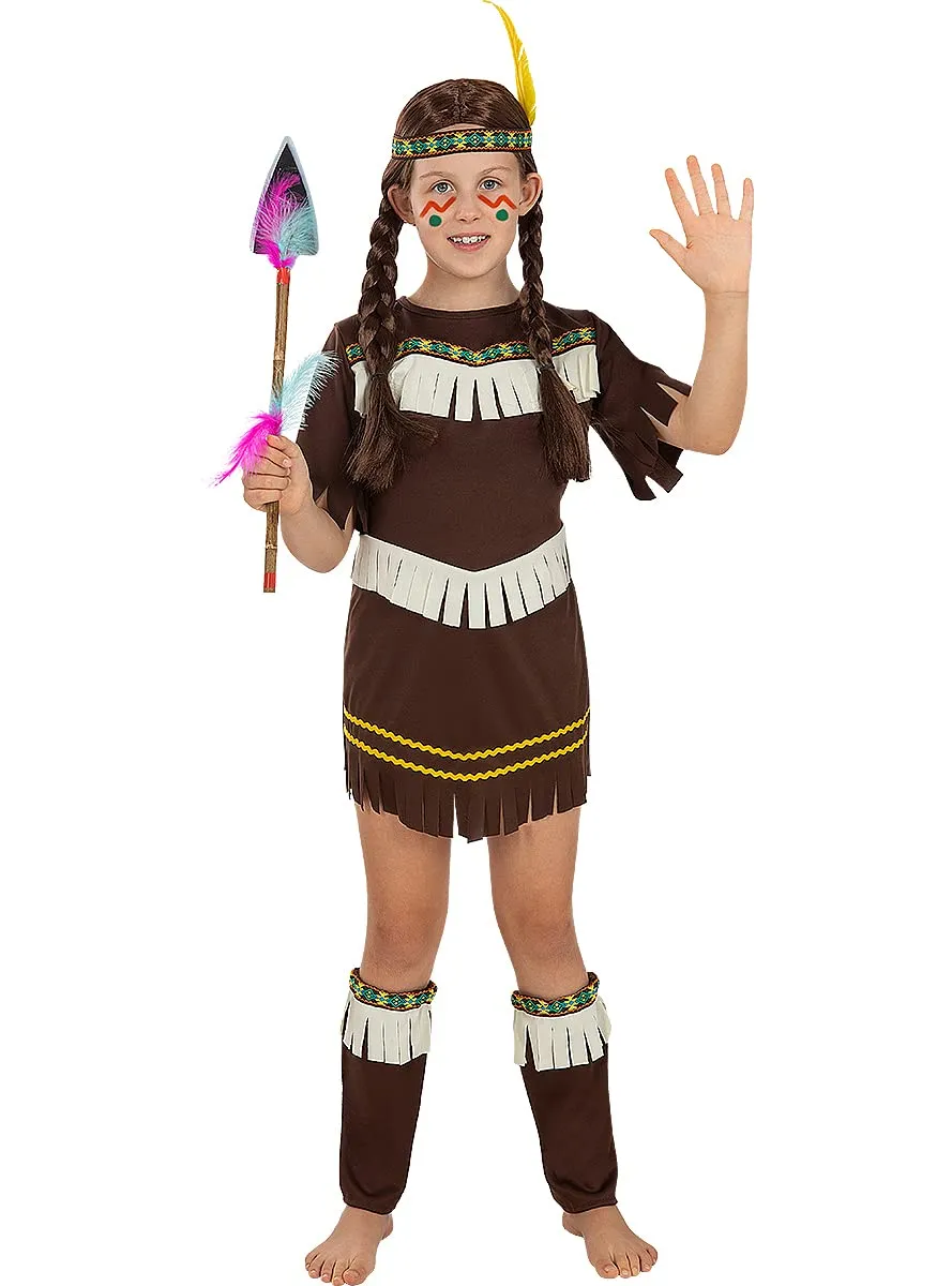 Funidelia Costume Nativa Bambina 3-4 Anni Marrone