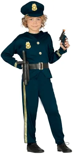 Guirca Poliziotto costume bambino blu oro con cappello