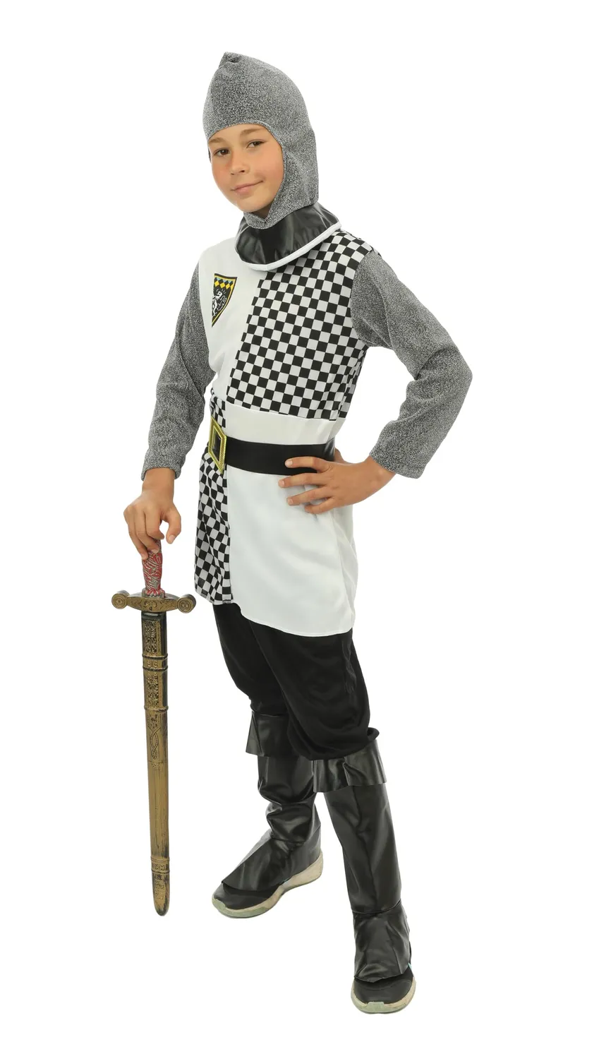 P'tit Clown Costume cavaliere bambino 10-12 anni grigio medievale