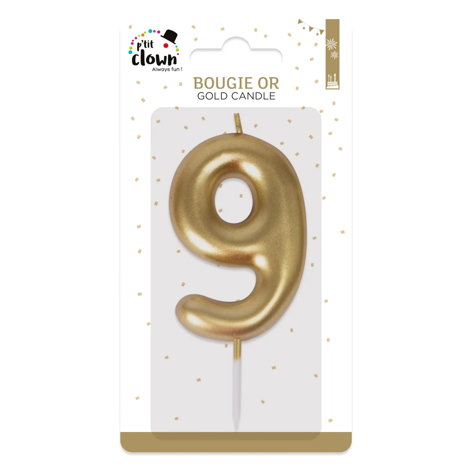 P'tit Clown 23939 candelina compleanno oro numero 9