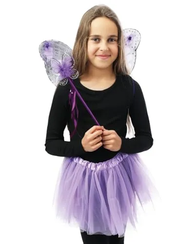P'tit Clown 80240 set farfalla viola tutu ali bacchetta