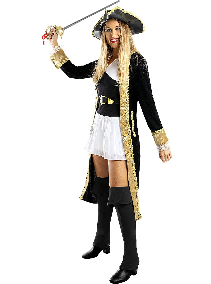 Funidelia Pirata Deluxe costume donna M nero Carnevale