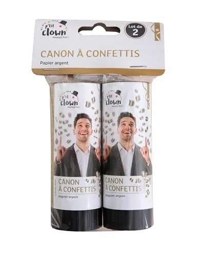 P'tit Clown re93001 cannoni coriandoli argento set 2 pezzi