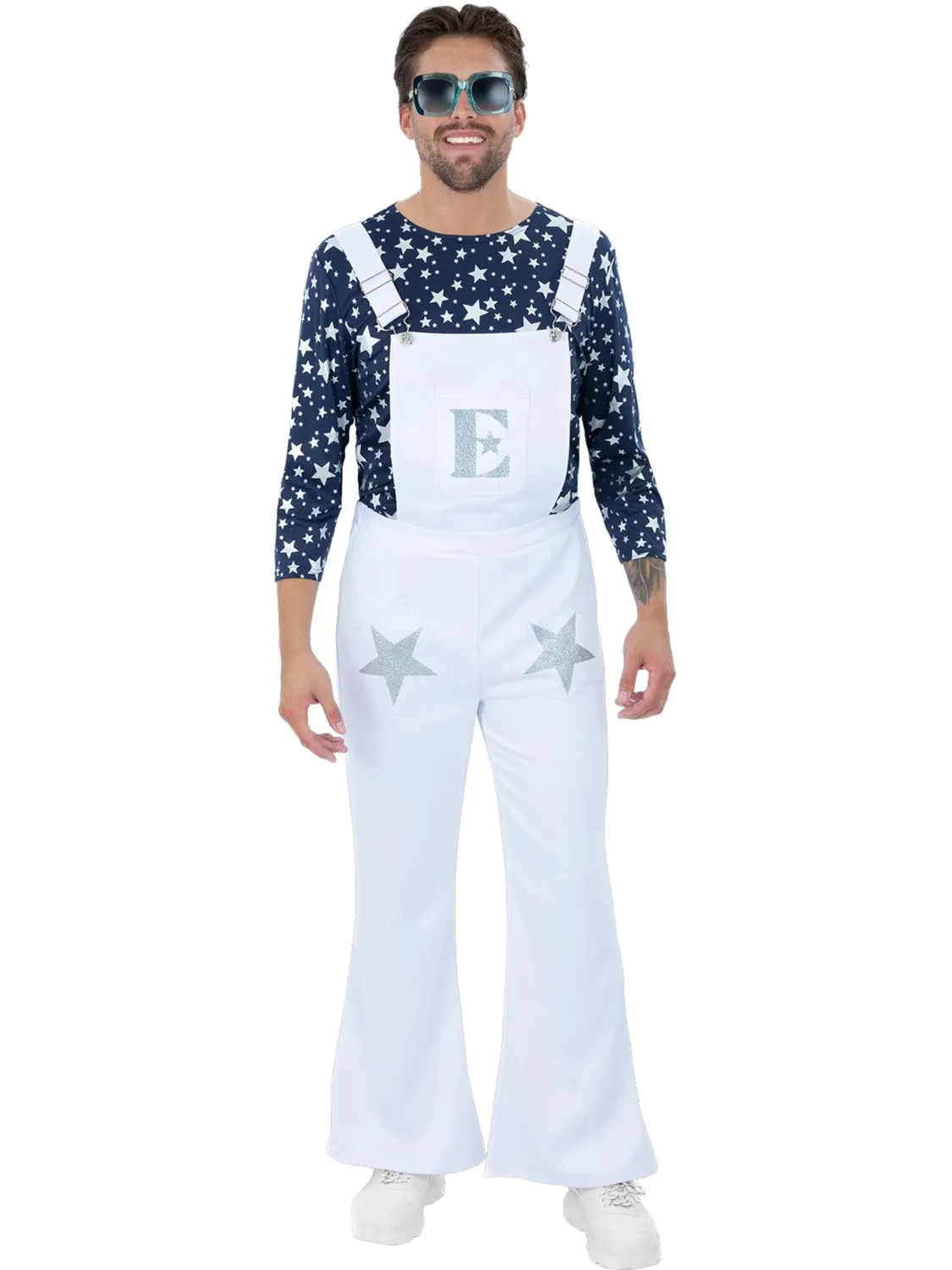 Smiffys Elton John costume uomo M salopette bianca star
