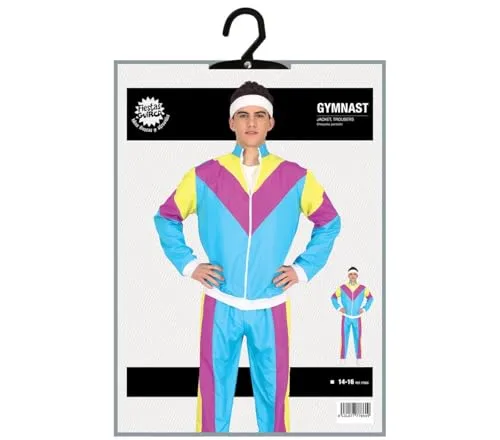 Fiestas Guirca Ginnasta Anni 80 costume bambina blu rosa