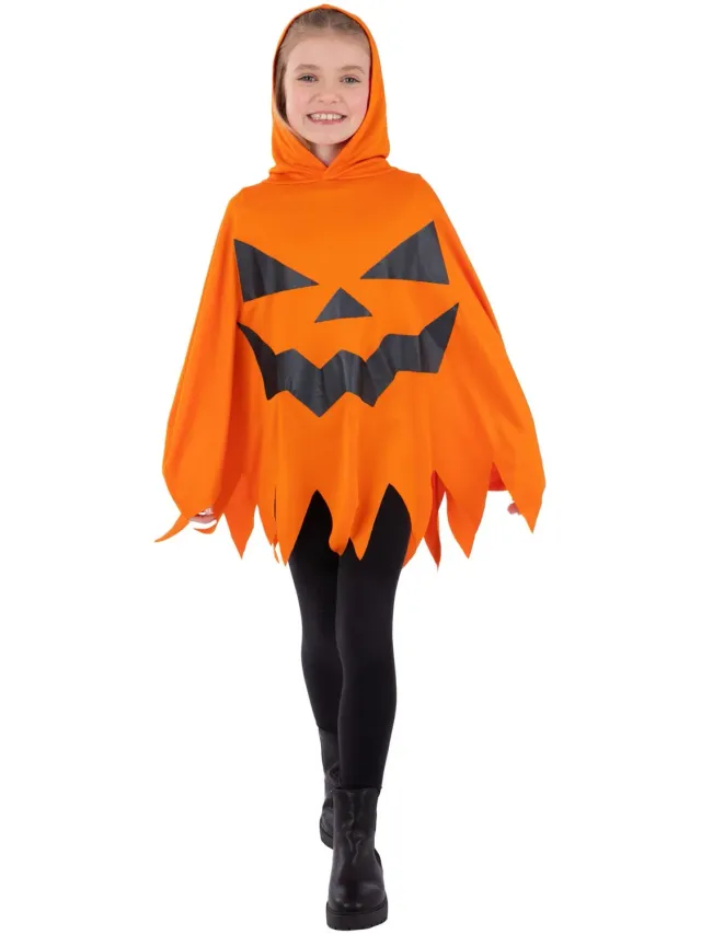 Smiffys Pumpkin poncho zucca arancione bambini unisex