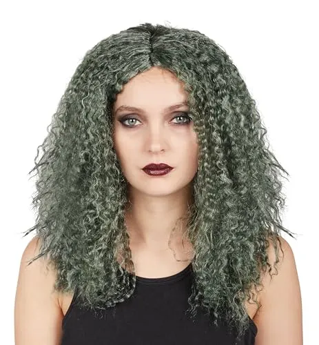 P'tit Clown re22173 Parrucca Strega Ricci Verde Adulto