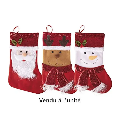 P'tit Clown calza Natale paillettes rossa 24x37 cm