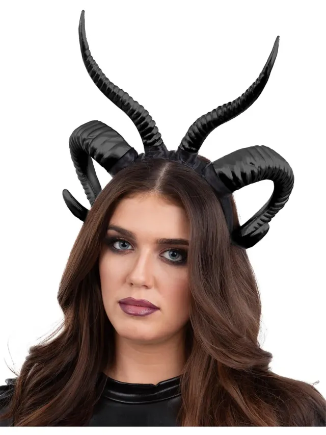 Smiffys Double Demon Horn cerchietto corna nere taglia unica