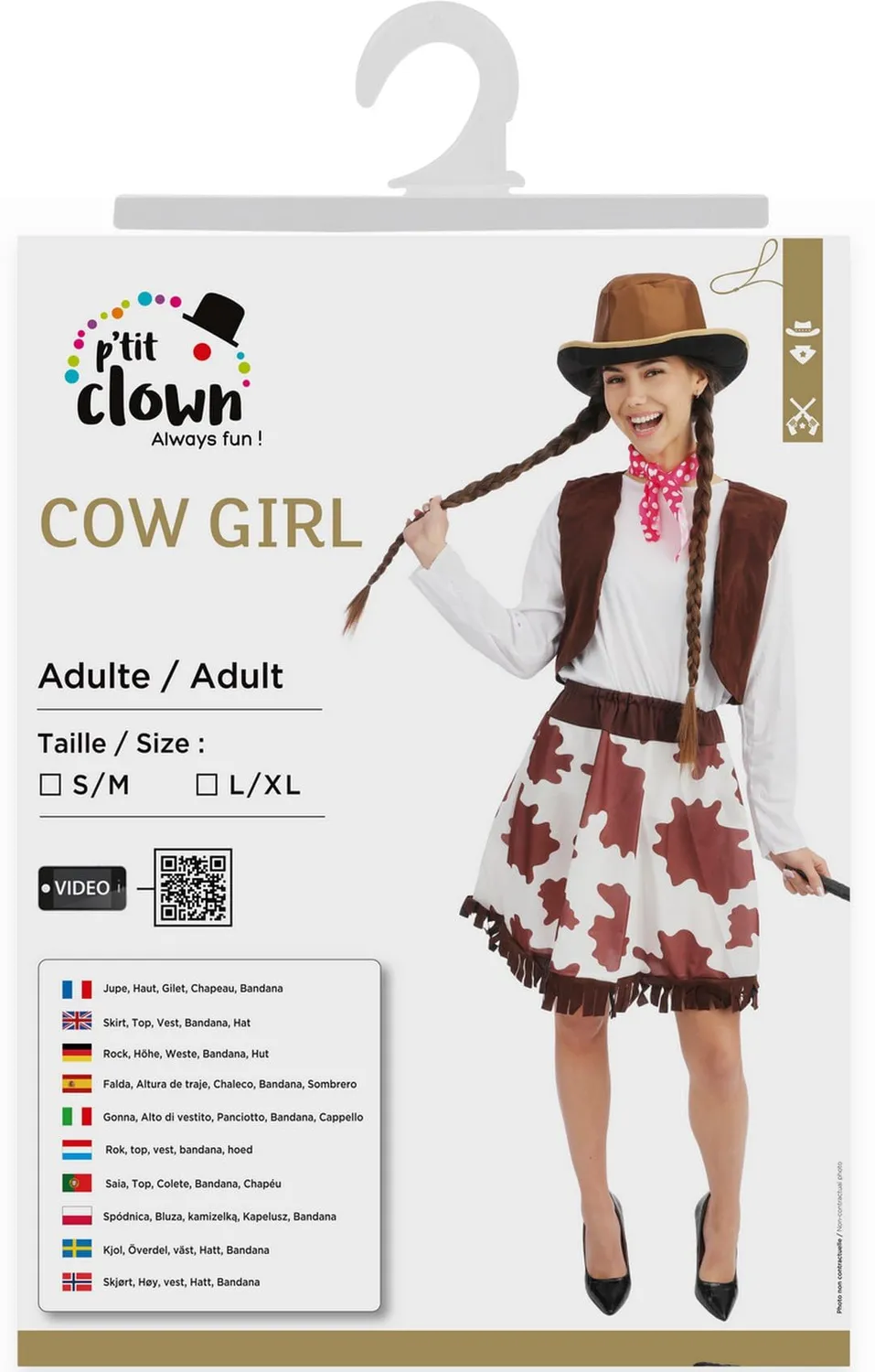 P'tit Clown costume cowgirl donna marrone poliestere