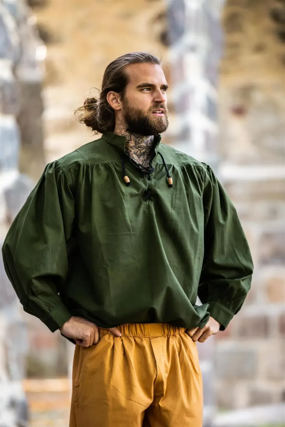 La Bottega di Merlino 2021 camicia medievale cotone verde