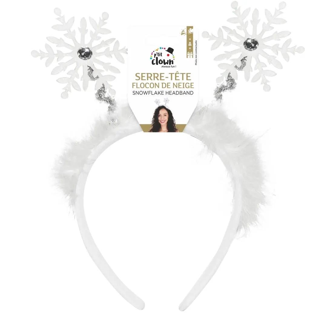 P'tit Clown re22833 Cerchietto Fiocchi di Neve Bianco Adulti