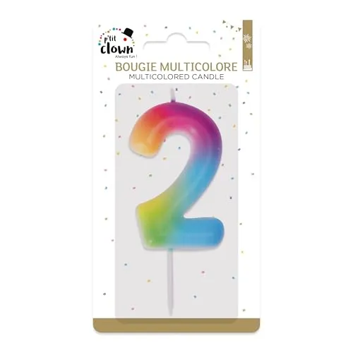 P'tit Clown 23942 candelina compleanno multicolore numero 2