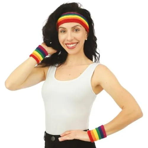 P'tit Clown 66671 Set Fascia e Polsini Costume Arcobaleno Spugna